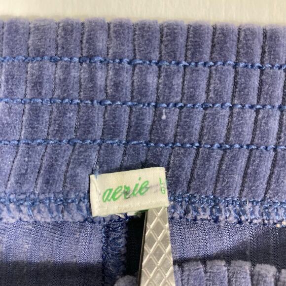 AERIE Pants L Blue Corduroy Flare Wide Stretch Pull-Up - Picture 6 of 14